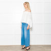 Patrizia Pepe White Cotton Scoop Neck Frill Blouse