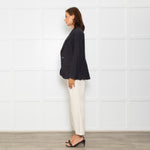 Free People Black Linen Blazer Jacket