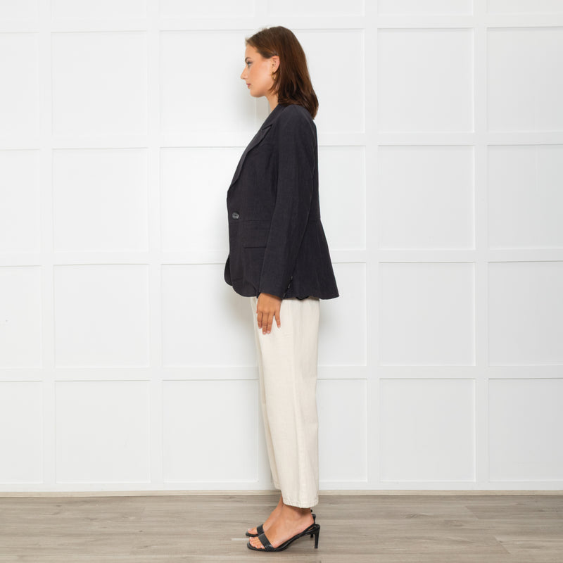 Free People Black Linen Blazer Jacket