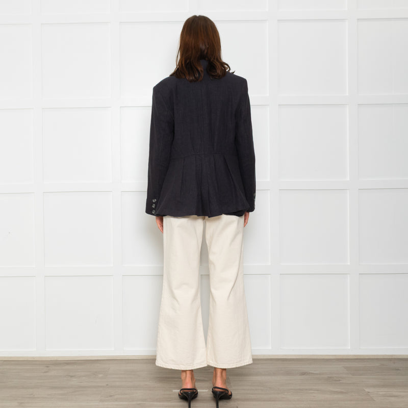 Free People Black Linen Blazer Jacket