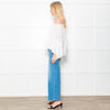 Patrizia Pepe White Cotton Scoop Neck Frill Blouse