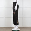 Seventy Venezia Black Linen Embroidered Flower Pattern Wide Leg Trousers