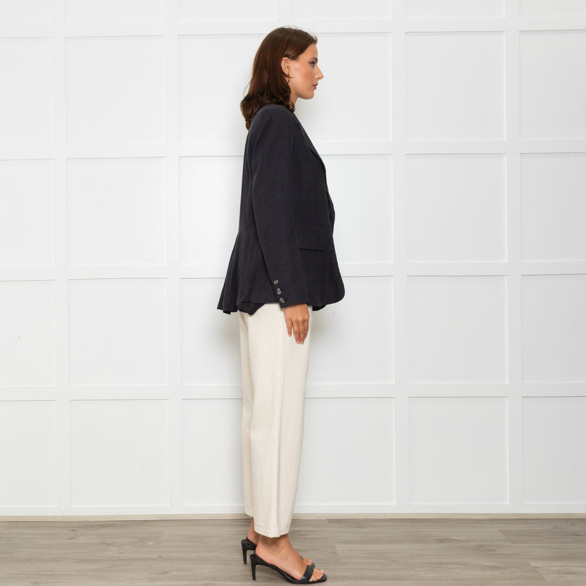 Free People Black Linen Blazer Jacket