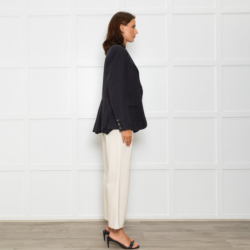 Free People Black Linen Blazer Jacket