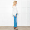 Patrizia Pepe White Cotton Scoop Neck Frill Blouse