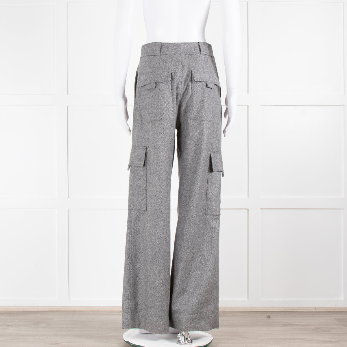 Me+Em Grey Wool Blend Side Pocket Cargo Wide Leg Trousers