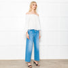 Patrizia Pepe White Cotton Scoop Neck Frill Blouse