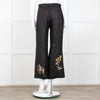 Seventy Venezia Black Linen Embroidered Flower Pattern Wide Leg Trousers
