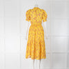 Ulla Johnson Yellow Purple Floral Short Sleeve Peplum Dress