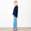 Herzen's Angelegenheit Navy Silk Mix Long Sleeve Top