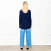 Herzen's Angelegenheit Navy Silk Mix Long Sleeve Top