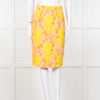 Miu Miu Peach Yellow Floral Brocade Pencil Skirt