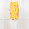 Miu Miu Peach Yellow Floral Brocade Pencil Skirt
