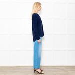 Herzen's Angelegenheit Navy Silk Mix Long Sleeve Top