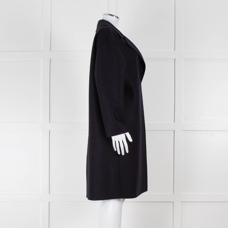 Harris Wharf London Navy Double Breasted Wool Coat