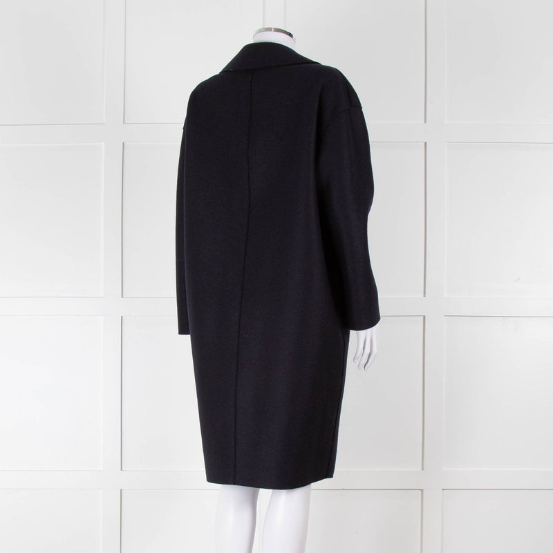 Harris Wharf London Navy Double Breasted Wool Coat