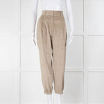 Brunello Cucinelli Beige Corduroy Elasticated Bottom Trousers