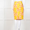 Miu Miu Peach Yellow Floral Brocade Pencil Skirt