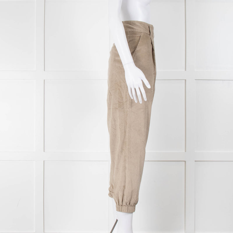 Brunello Cucinelli Beige Corduroy Elasticated Bottom Trousers