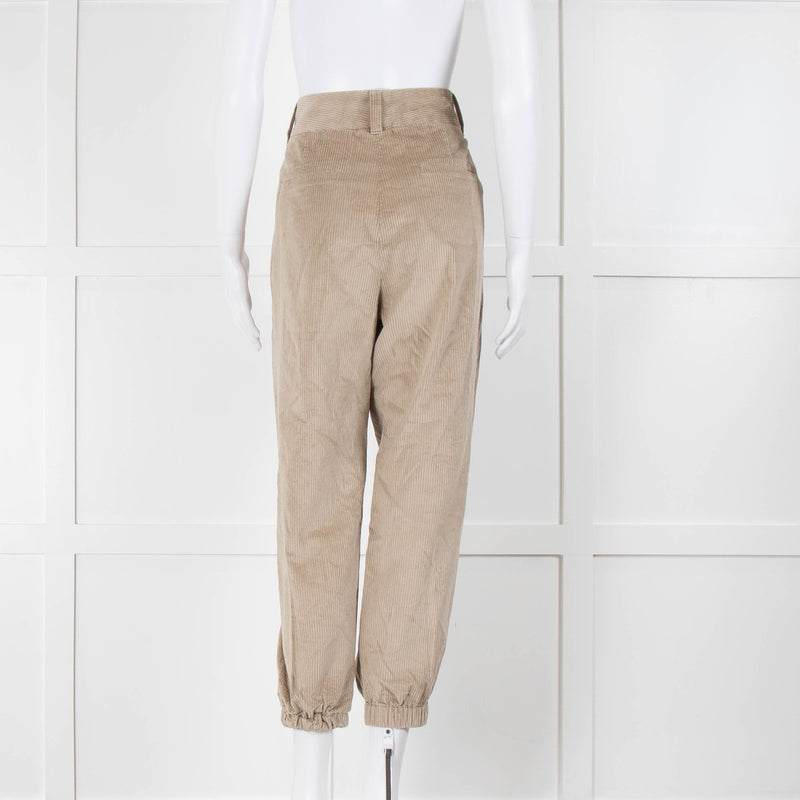 Brunello Cucinelli Beige Corduroy Elasticated Bottom Trousers