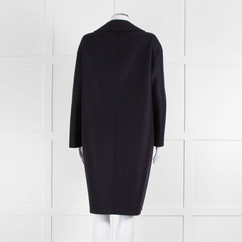 Harris Wharf London Navy Double Breasted Wool Coat