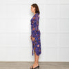 Diane Von Furstenberg  Purple Brown Floral Net Long Sleeve Dresses