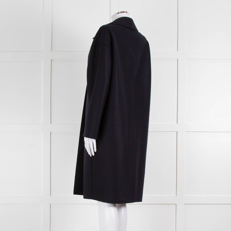 Harris Wharf London Navy Double Breasted Wool Coat