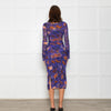 Diane Von Furstenberg  Purple Brown Floral Net Long Sleeve Dresses
