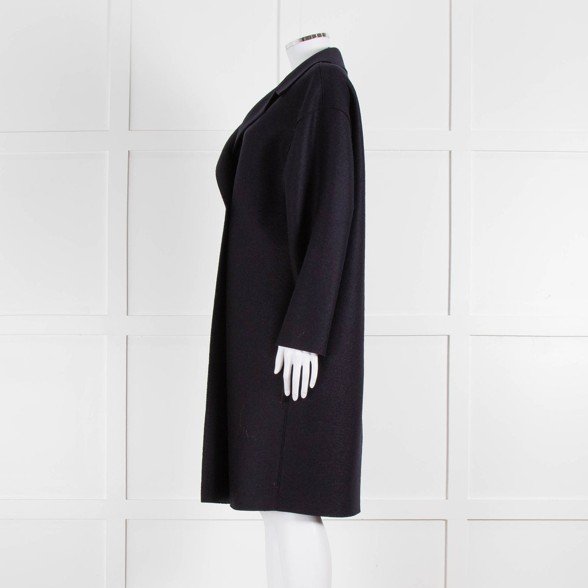 Harris Wharf London Navy Double Breasted Wool Coat