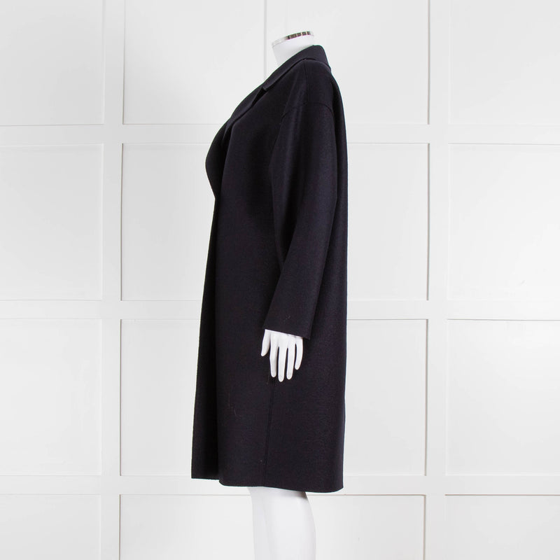 Harris Wharf London Navy Double Breasted Wool Coat