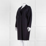 Harris Wharf London Navy Double Breasted Wool Coat