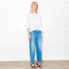 Vanessa Bruno White Linen Applique Lace Blouse