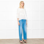 Vanessa Bruno White Linen Applique Lace Blouse