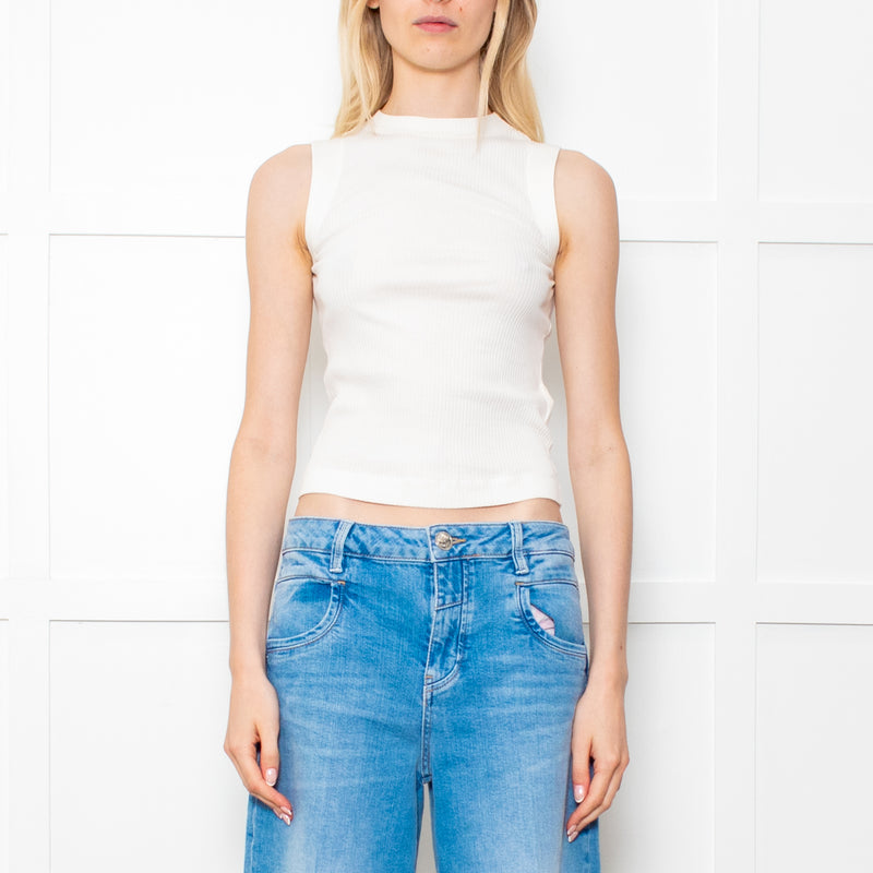 Brunello Cucinelli White Ribbed Vest