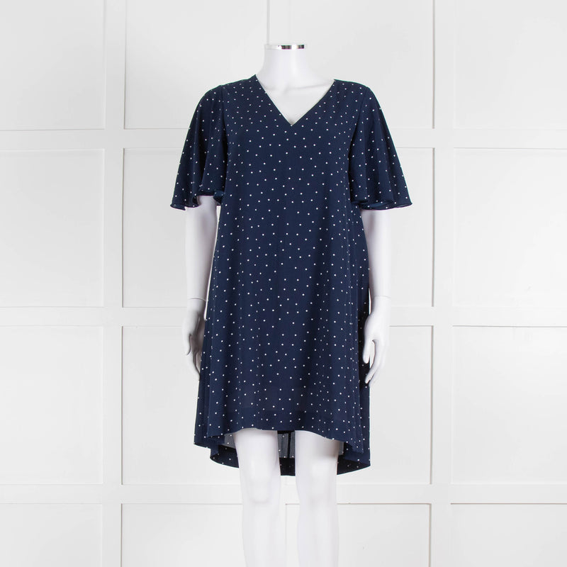 Essentiel Antwerp Navy White Dot Knee Length Dress