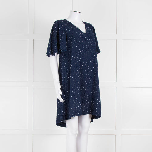 Essentiel Antwerp Navy White Dot Knee Length Dress