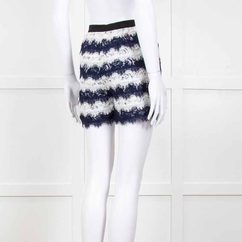 Diane Von Furstenberg Navy White Lace Shorts