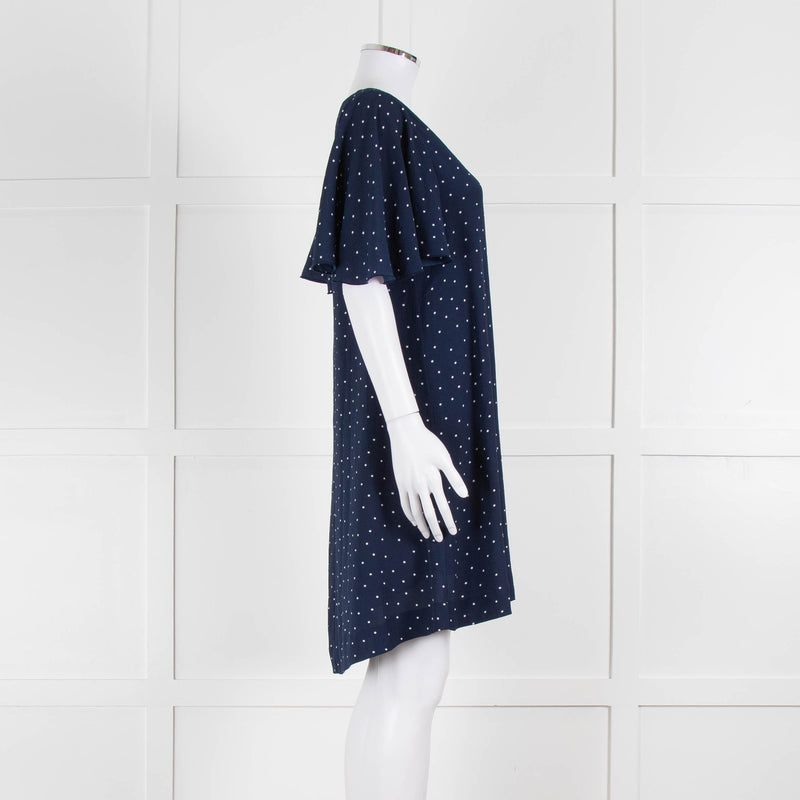 Essentiel Antwerp Navy White Dot Knee Length Dress