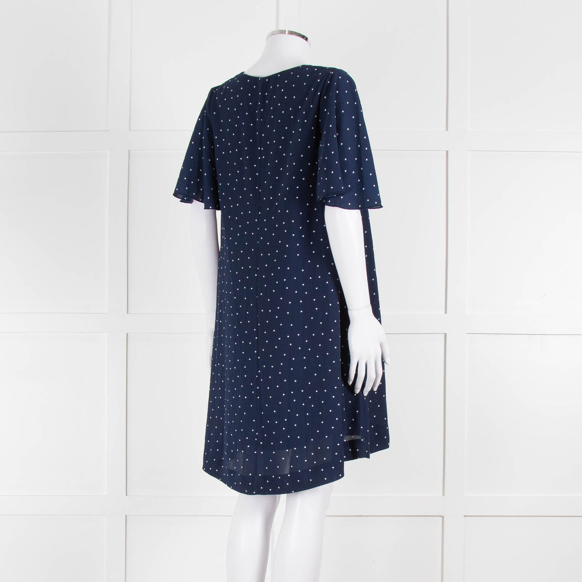 Essentiel Antwerp Navy White Dot Knee Length Dress