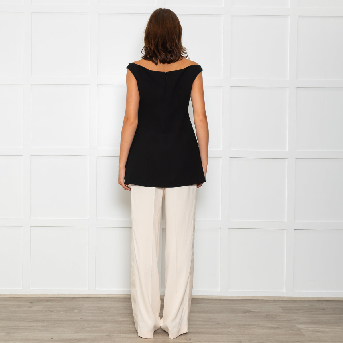 Toteme Black Long Line Curved Off Shoulder Top