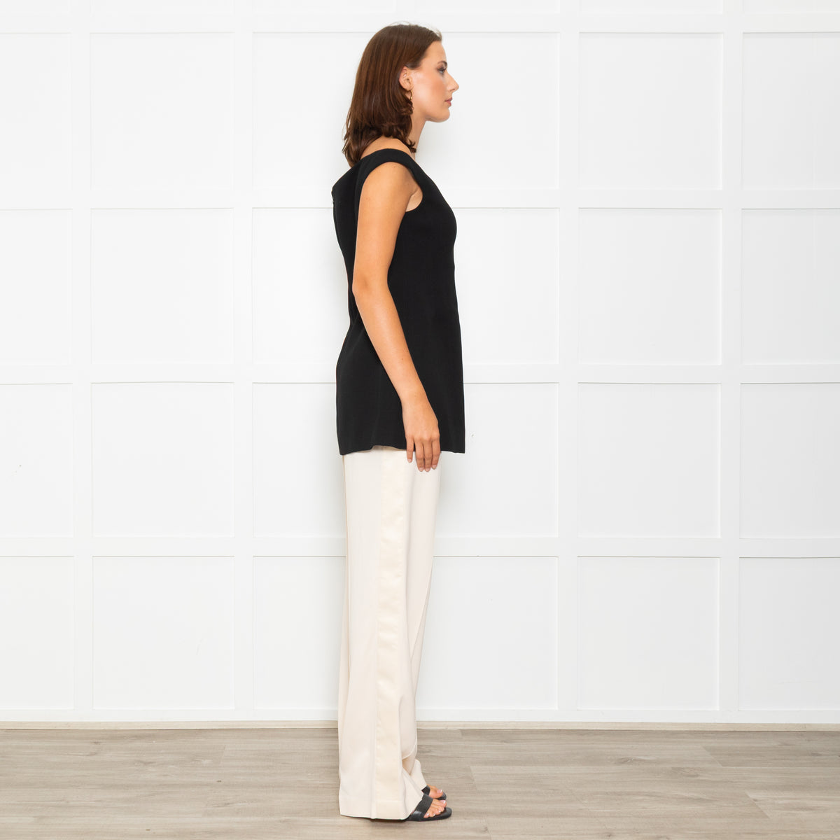 Toteme Black Long Line Curved Off Shoulder Top