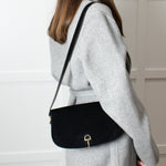 Gucci Black Suede Horsebit Vintage Shoulder Bag