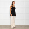 Toteme Black Long Line Curved Off Shoulder Top