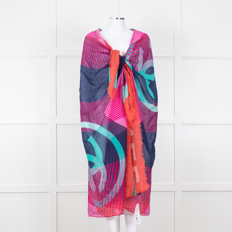 Chanel Pink Orange Purple CC Silk Blend Stole