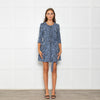 Maje Blue Black Animal Print Short Sleeve Mini Belted Dress
