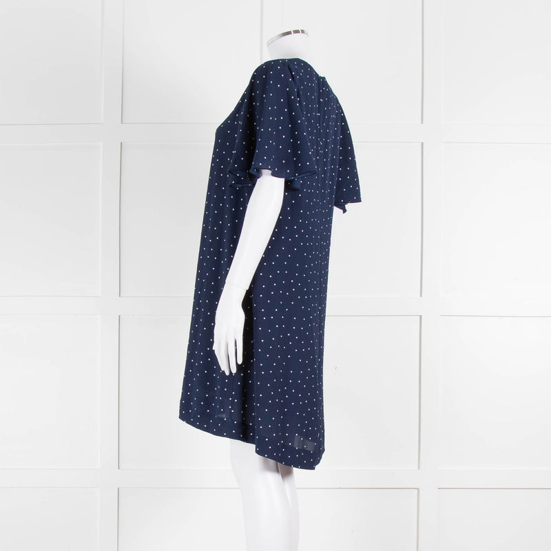 Essentiel Antwerp Navy White Dot Knee Length Dress