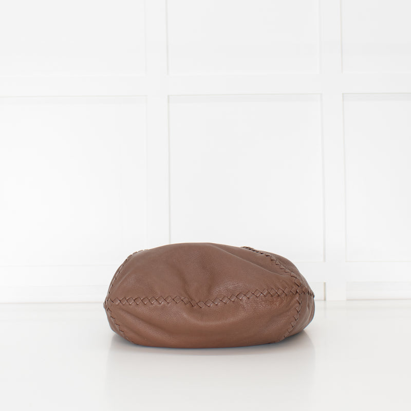 Bottega Veneta Brown Grainy Leather Intrecciato Detail Hobo bag