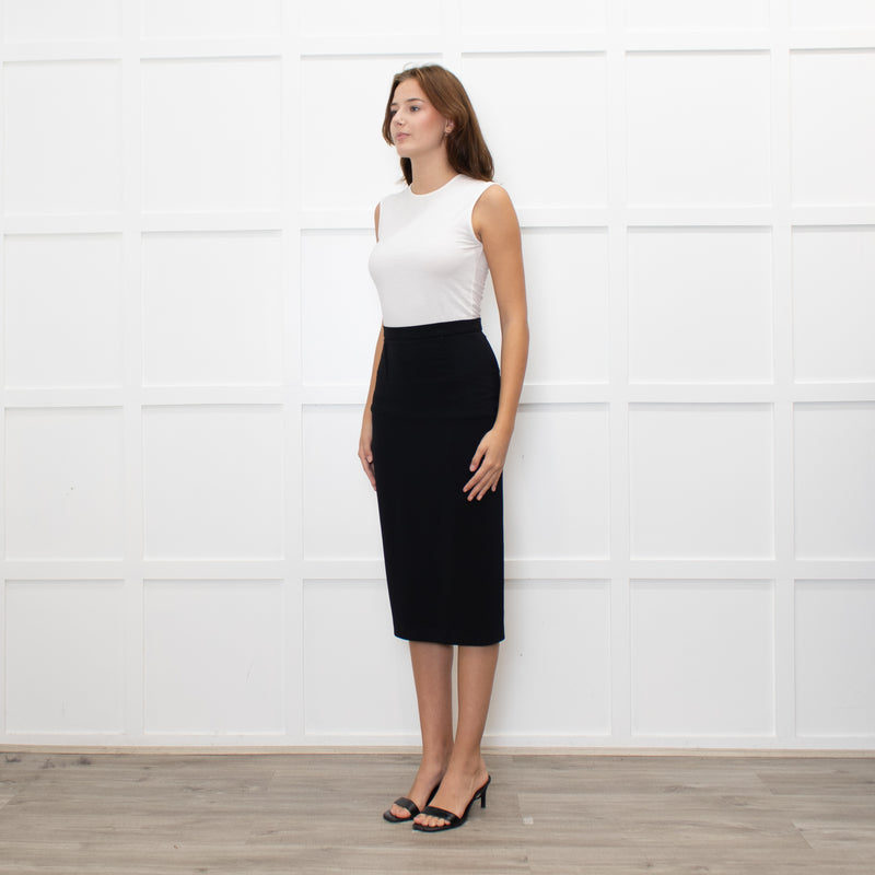 Roland Mouret Black Mid Penci Skirt With Back Gold Zip