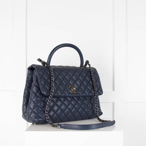 Chanel Top Handle Coco bag in Blue Caviar Leather