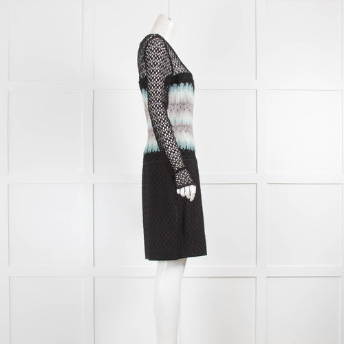 Missoni Black Patterned Knit Dress with Crochet Top